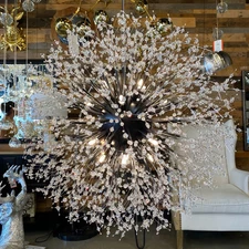 Luxe Starburst Black Crystal Chandelier 32"