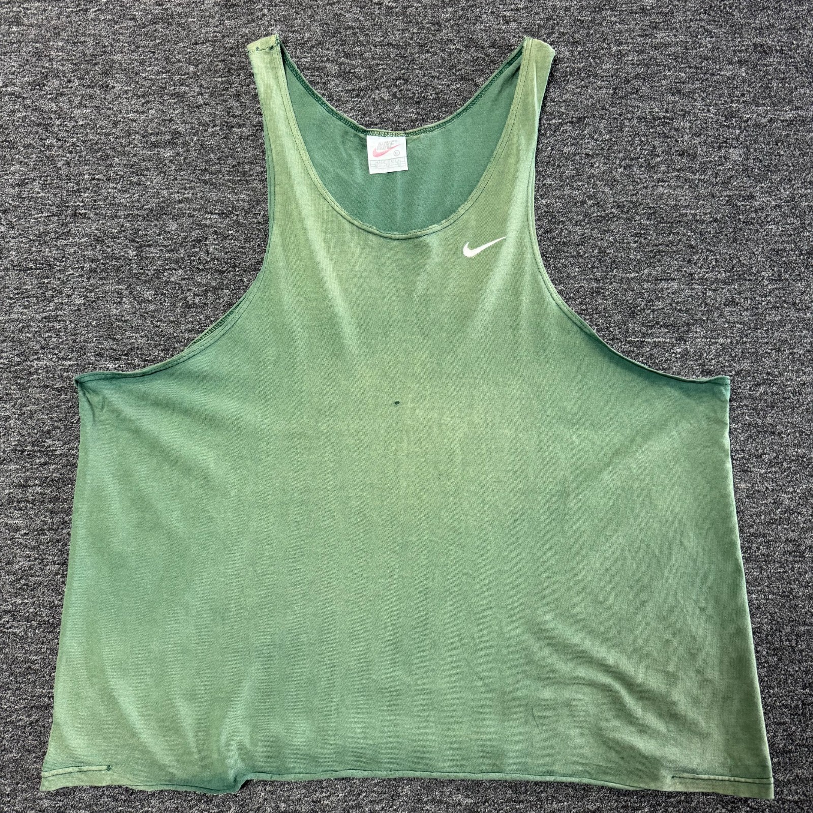 Vintage 90s Nike Tank Top T-Shirt 2XL Sun Faded Gradient Green Cotton Swoosh