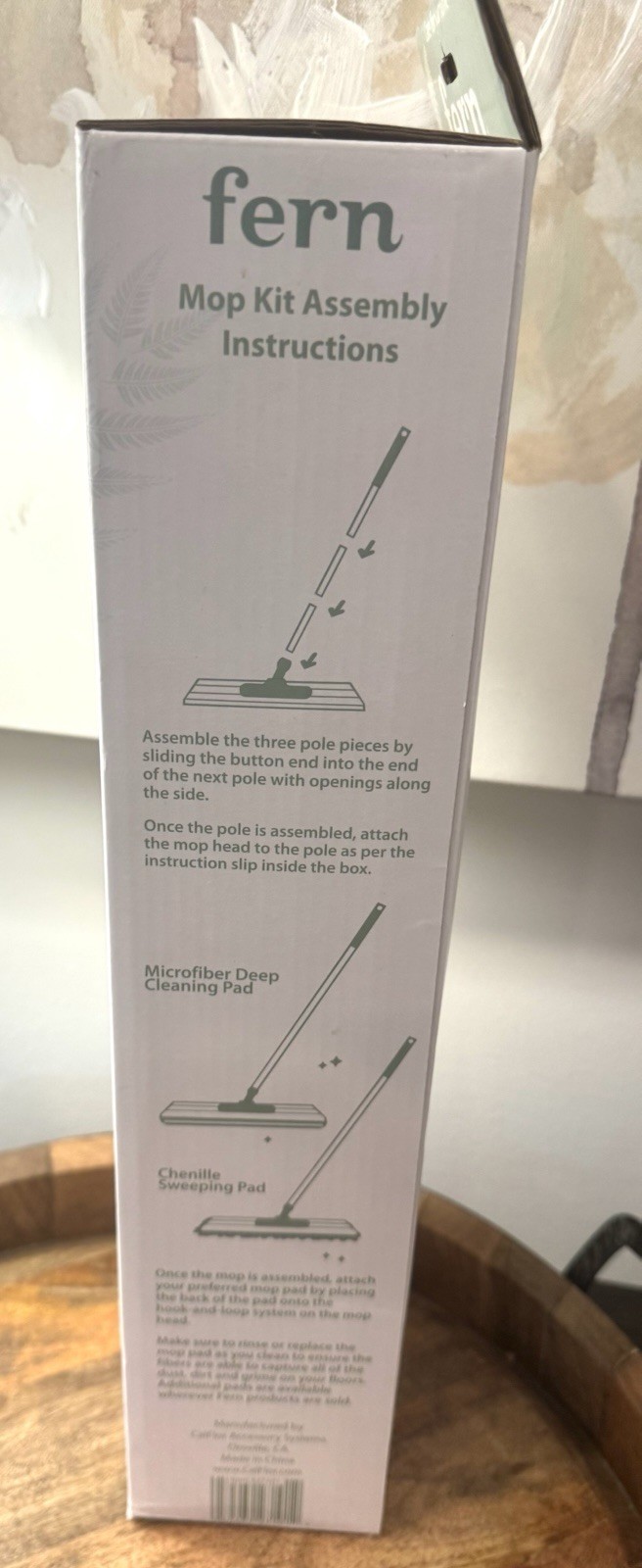 Fern Floor Care 4 Piece 48” Mop Kit Multi-Surface Floors Microfiber &Chenille