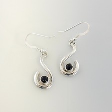 Handmade Sterling Silver Black Onyx Southwestern Dangle Earrings