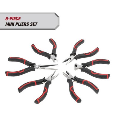 Hyper Tough 6-Piece Mini Pliers Set with Soft Grip Handles