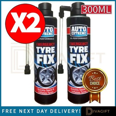 2x QUICK FIX REIFENREPARATURSET SPRÜHSCHAUM 300ML DICHTUNG AUFPUMPEN REIFEN SOFORTFIX NEU