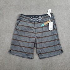 Vissla Locker Eco Board Shorts Mens Medium Gray Striped Drawstring Pockets NWT