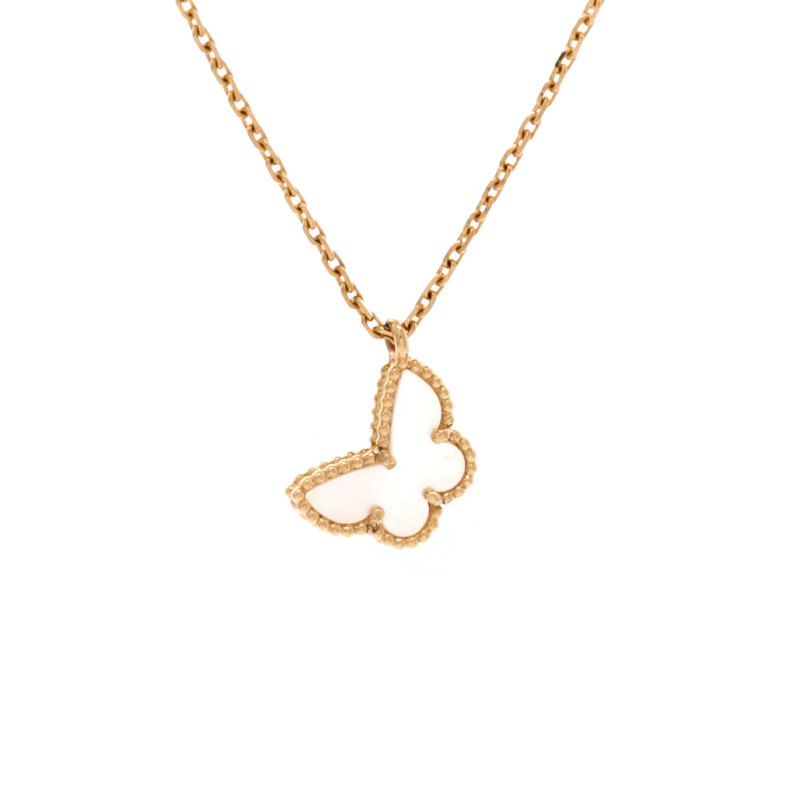 Van Cleef & Arpels Sweet Alhambra Butterfly Pendant Necklace 18K Yellow Gold