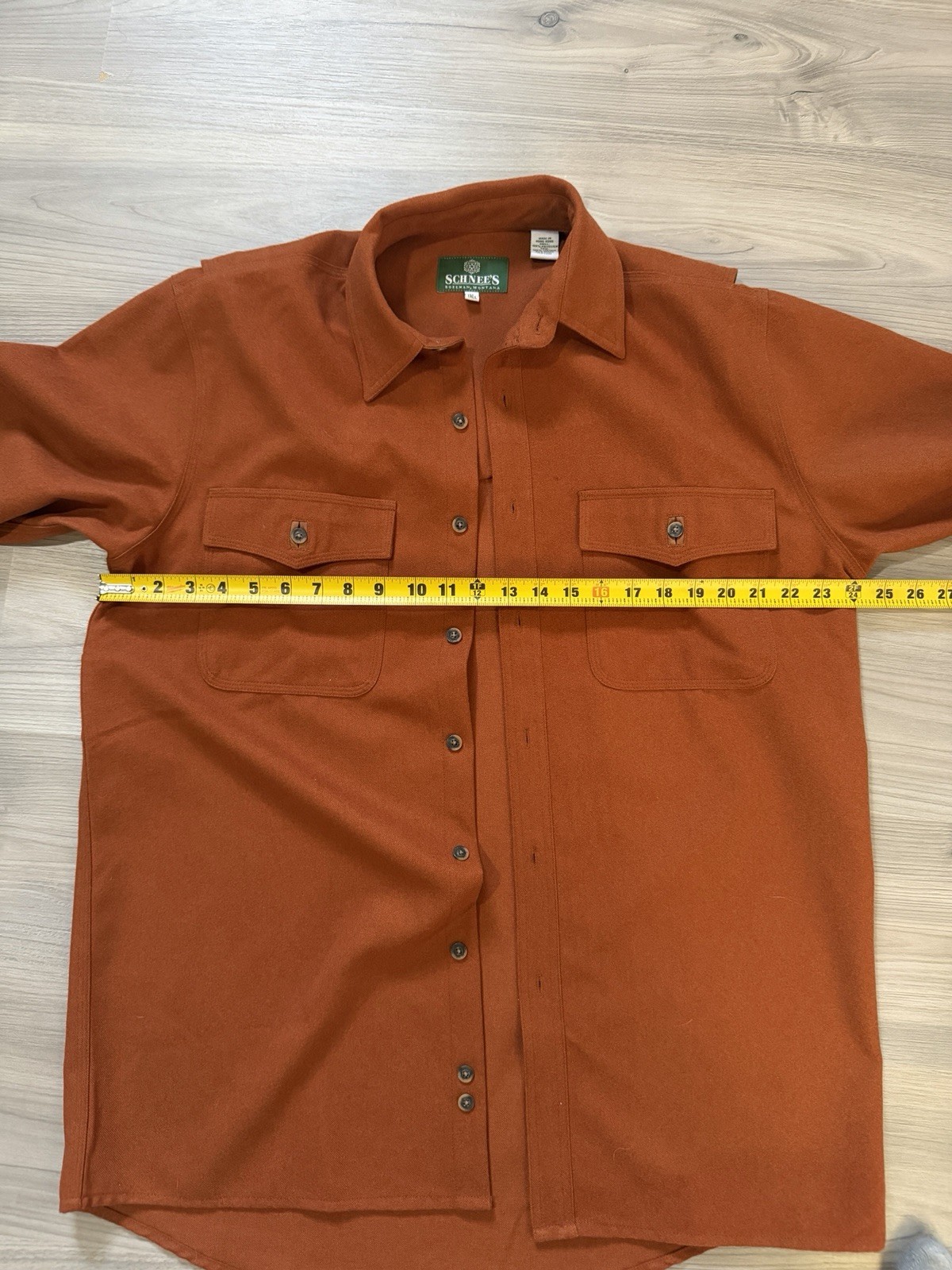 Schnee’s Medium Tall Button Down Rusty Orange Lon… - image 2