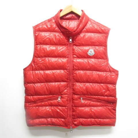 Moncler Condition GUI Gilet Down Vest Red Nylon Patch Double Zip Men