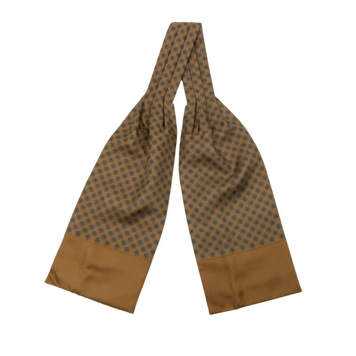 Hermes Hermès Ascot Tie with Rudder Motif, Khaki Blue Silk, Men's