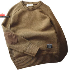 2025 New Men Pullover Sweater Autumn Fashion Casual Loose Thick O Neck Wool Knit