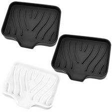 3 Pack Silicone Soap Dish with Drain Bar Soap Holder Bathroom Kitchen Tray Set