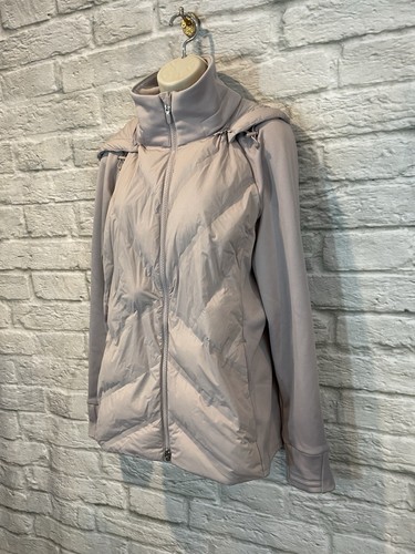 Athleta Inlet Jacket Tinsel Purple Lightweight Hooded Down Filled Sz L - Picture 3 of 10