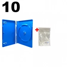 10 STANDARD Solid Blue Color Single DVD Cases & 100 OPP Bags