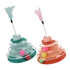 Cat Turntable Ball Toy 4 Level Interactive Kitten Track Roller Exercise Toy