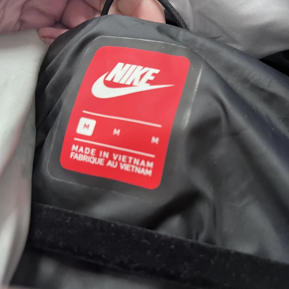 Nike Jacket Womens Medium Silver Gray Puffer Hooded Asymmetrical Zip Bomber - Image 2 of 4