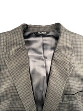 Jos. A. Bank Signature Blazer Mens 46 R Silk Wool Olive Brown Navy Blue Check