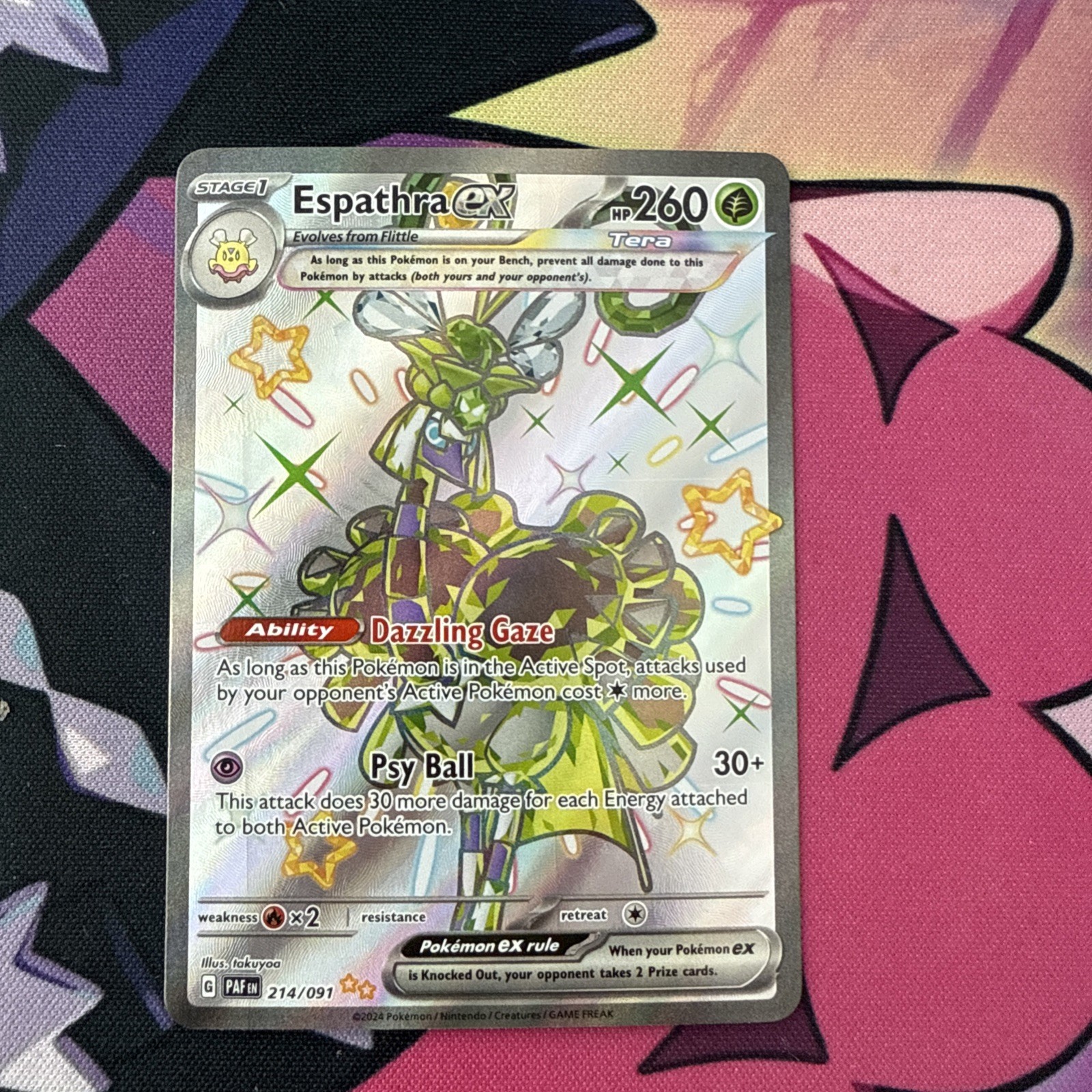 Pokemon Espathra EX 214/091 Paldean Fates Shiny Ultra Rare Card NM