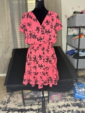 Michael Kors Pink Floral Short Sleeve Dress Size Large