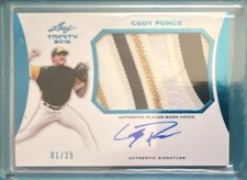 #01/25 2015 Leaf Trinity Patch Autograph Cody Ponce Game Used Patch eBay 1 of 1