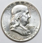 1957 50c Franklin Silver Half Dollar - RAW - Nice Looking Coin
