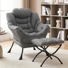 Ohrensessel mit Hocker Lazy Chair Moderner Sessel Wohnzimmer Lesesessel Fußstütz