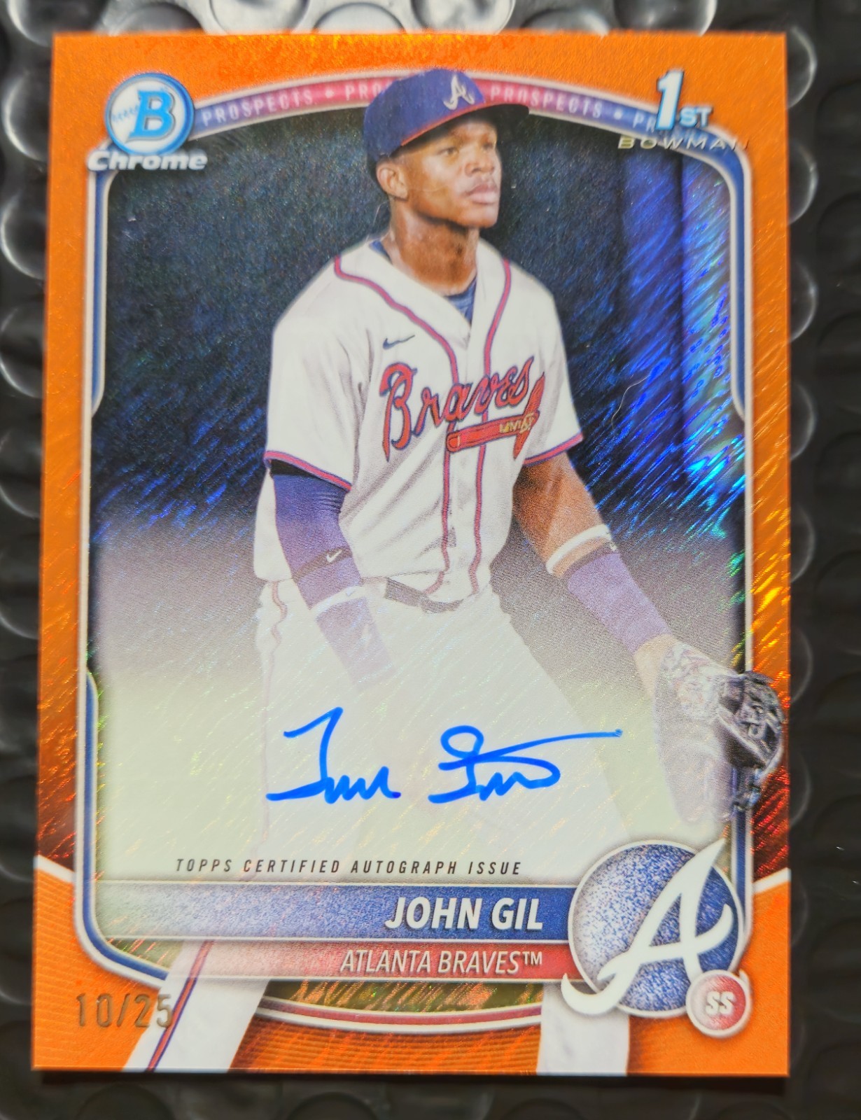 John Gil - 2025 Bowman Chrome - # CPA-JG Orange Shimmer Refractor Auto /25