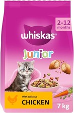 Whiskas Junior Kitten Dry Cat Food Chicken 7kg Complete Meal 3.71 per kilo