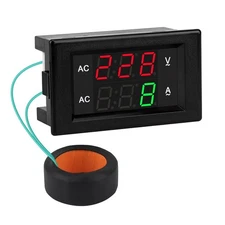 Volt Amp Meter AC 500V 500A Digital Voltmeter Ammeter Panel 2 in 1 LED Gauge