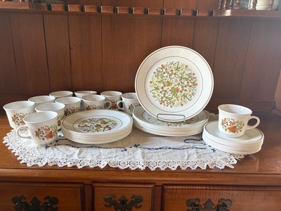 Vintage Corelle Indian Summer 40 Pc Set Corning Floral Dinnerware 1970s USA