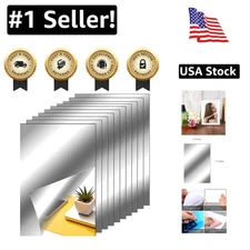 Versatile 10-Piece Self-Adhesive Mirror Stickers - 6x9 Inches Perfect for Walls