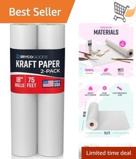 Kraft Paper Roll White 18x75 ft 2 Pack Art Craft Drawing Painting Bulletin