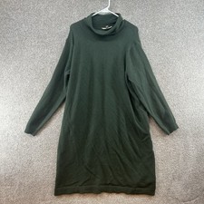 Terra & Sky Women's Sweater Dress Size 2X Green Long Sleeve Turtle Neck Pullover