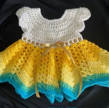 Handmade Crochet Baby Dress 0-3 months 