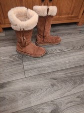 UGG Plumdale 1894 Chestnut Suede Tall Zip Sheepskin Fur Winter Warm Boots 6.5