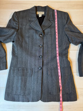 Jones New York Country gray print pure wool blazer jacket sz 10 women's VTG
