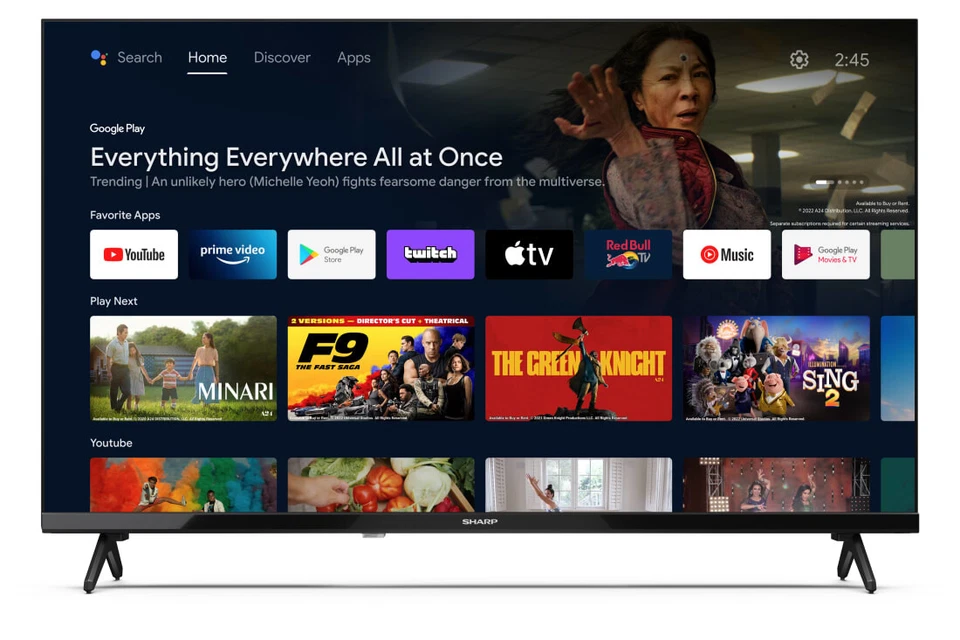 Smart TV 32" Pollici Sharp 32FH2EA TV 81,3 cm (32") HD Wi-Fi Nero Bluethoot - Immagine 2 di 4