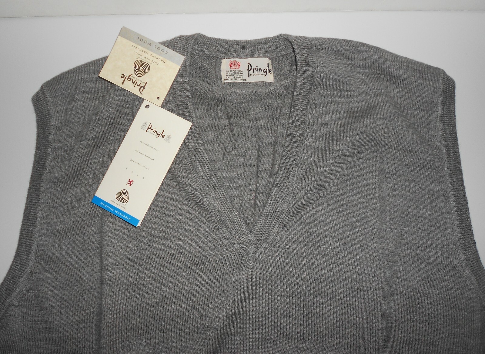 PRINGLE Scotland Mens Tank Top Sweater Flannel Woll Grey Size S RRP €88 image 5