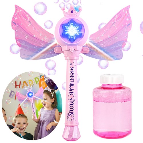 Seifenblasenmaschine Kinder Seifenblasenpistole mit Licht+ Sound Feenstab Rosa - Bild 13 von 21