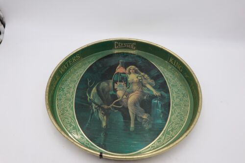 Vassoio servizio birra vintage Cheinco Clysmic King of Table Waters pubblicità metallo 14" - Foto 2 di 7
