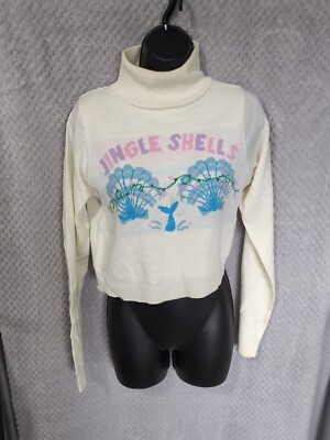 Threadbare Ladies Claus Roll Neck Cropped Knitted Jumper Size 8 Warm Christmas