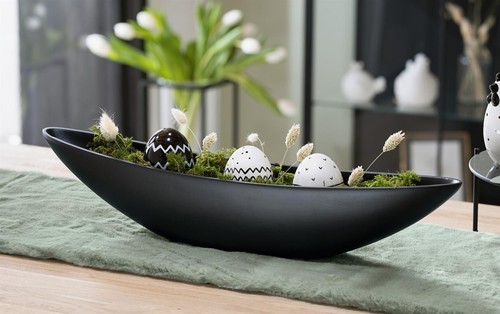 Dekoschale Pflanzschale Kerzenleiste "Modern" schwarz 63 cm lang, Snack Schale - Bild 1 von 4