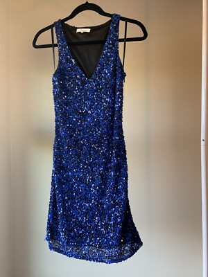 Parker Women's Navy Stretchy Sequin Mini Dress XS | eBay
