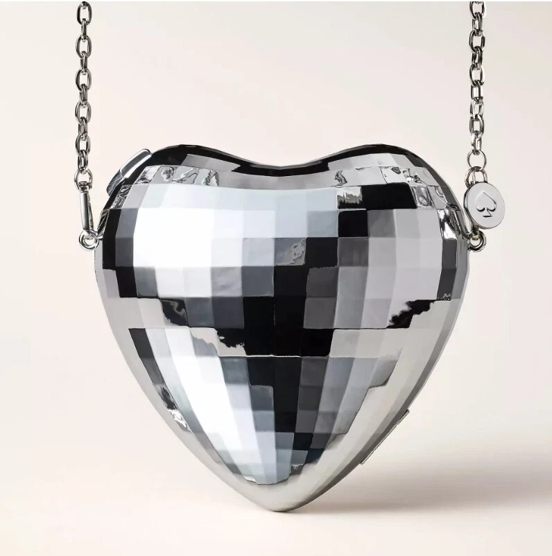 Borsa a tracolla tracolla a forma di cuore discoteca kate spade new york x bersaglio argento