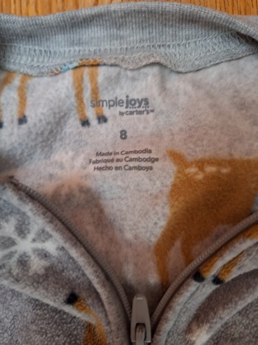 Lot of 2 Simple Joys by Carter’s Christmas Unisex Footed Zip Sleep Pajamas Sz 8 - Picture 11 of 13
