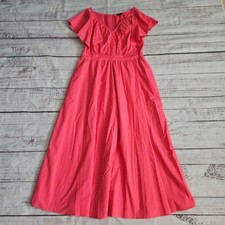 Ann Taylor Hot Pink Flutter Sleeve Flare Midi Dress Womens 6
