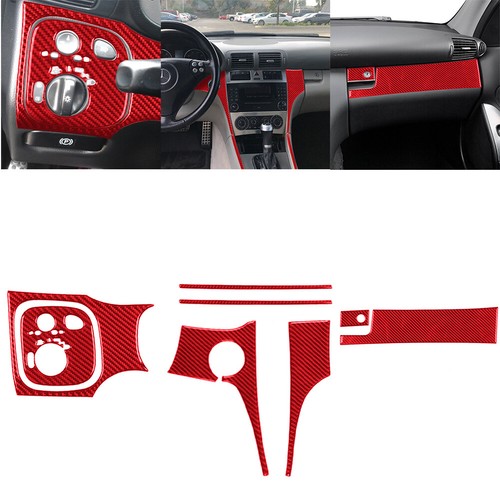 8Pcs Red Carbon Fiber Interior Dashboard Kit Cover Trim For Mercedes