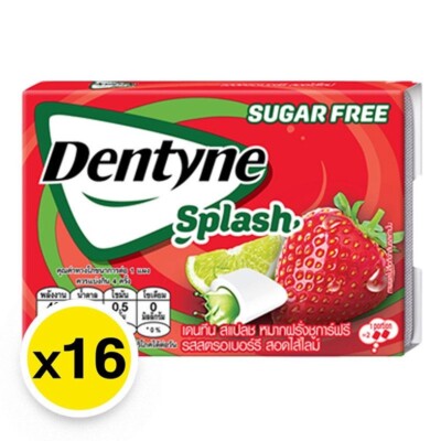 Dentyne Splash Sugar Free Gum Strawberry Lime Flavor 13.3 g Pack of 16