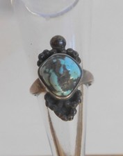 Vintage Southwestern Native Turquoise Sterling Silver Beaded Ring 5.5