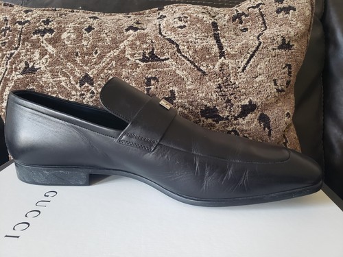 Mocassino abito Gucci nero pelle di vitello metallo argento uomo 11 Regno Unito/12 US $1.200 - Foto 6 di 22