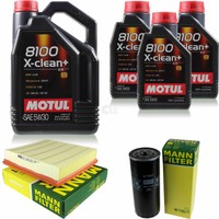 MANN-FILTER Inspektionspaket 8L Motul 8100 X-Clean+ 5W-30 FüR Audi A6 Avant S6