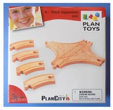 Binari in legno ferrovia scambio incrocio X rotaie accessori trenino Plan Toys