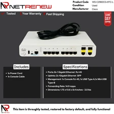 Cisco Catalyst WS-C2960CG-8TC-L 8-Port Gigabit Ethernet Switch